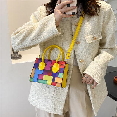 女性用 トレンドバッグ 小型四角形 2色縫い