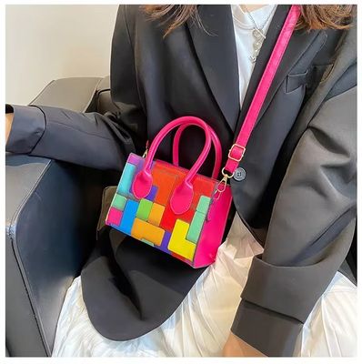 女性用 トレンドバッグ 小型四角形 2色縫い