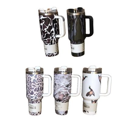 持続可能40オンス レオパードプリント カモフラージュ 熱冷飲料用ストローカップ