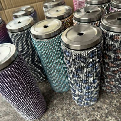 Rhinestone Bling Diamond Glitter ステンレスステール 熱タンブラー コーヒー・ティー・ウォーター ビール 蓋とストローが含まれます