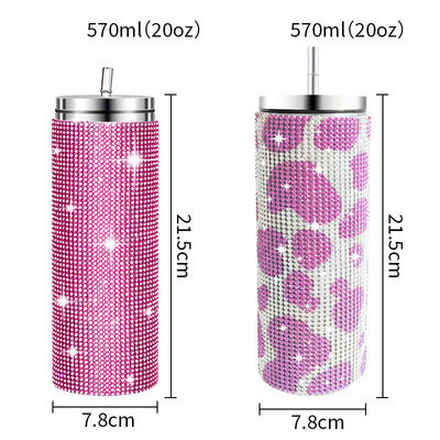 Rhinestone Bling Diamond Glitter ステンレスステール 熱タンブラー コーヒー・ティー・ウォーター ビール 蓋とストローが含まれます