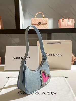 スタイリッシュなハート型デニムハンドバッグ 女性用 シングルハンドル ザッパー 閉塞 綿内膜