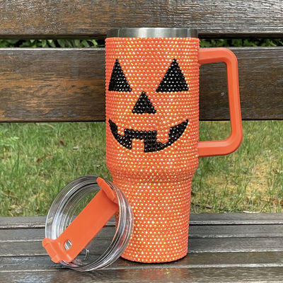 ハロウィーンのデザイン 40オンス ププキンパターンとステンレス鋼のライストーンタンブラー